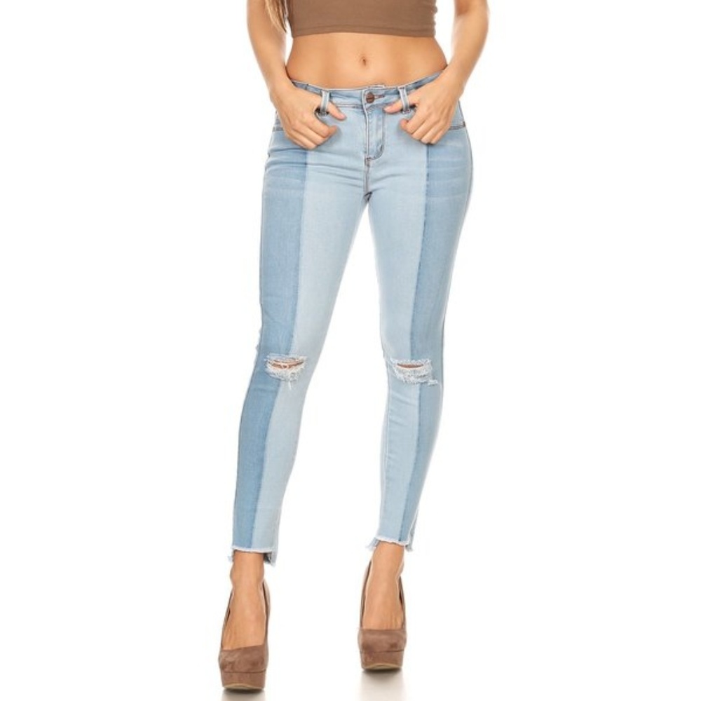 Two-Tone Distressed Jeans
